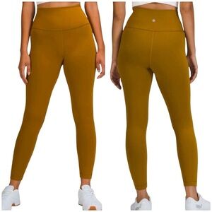 Lululemon Wunder Train High Rise Leggings Tights Womens 16 Gold Spice 25 Inch